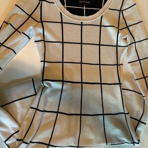 Grid Pattern Long Sleeve Dress